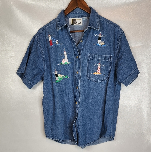 Shipshe Denim Button Down Shirt Lighthouse - Picture 12 of 12